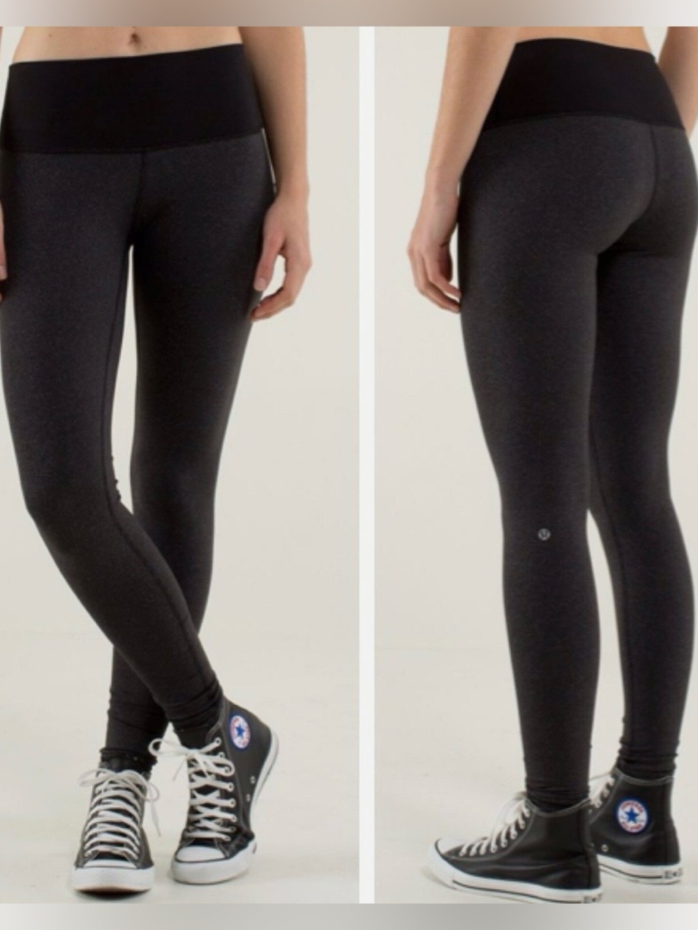 Lululemon Wunder Under Pant High/Low Wee Stripe Heathered Black Size 10